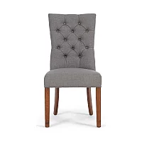 Francois Grey Fabric Dark Oak Leg Dining Chairs Pair