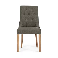 Enid Grey Fabric Oak Leg Dining Chairs Pair