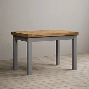 Extending Buxton 140cm Oak and Light Grey Painted Dining Table