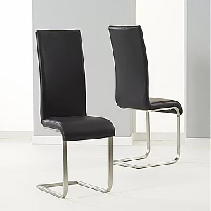 Crema 160cm Grey Marble Dining Table with 4 Black Austin Chairs