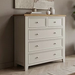 Weymouth Oak and Soft White Painted 2 Over 3 Chest of Drawers
