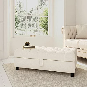 Mayfair Ivory Fabric Storage Footstool