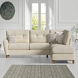 Florin Cream Fabric Right Hand Facing Corner Chaise Sofa
