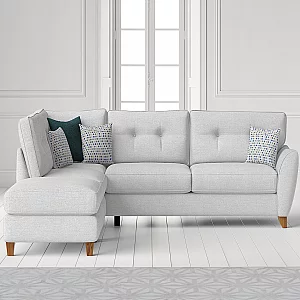 Florin Light Grey Fabric Left Hand Facing Corner Chaise Sofa