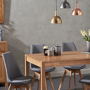York 150cm Solid Oak Dining Table with 8 Dark Grey Orson Chairs