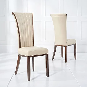 Carvelle 200cm Brown Pedestal Marble Dining Table with 12 Cream Lorient Chairs
