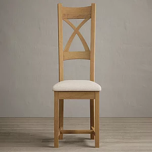 York 120cm Solid Oak Dining Table with 6 Brown Natural Solid Oak Chairs
