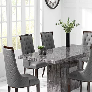 Crema 160cm Grey Marble Dining Table with 4 Grey Francesca Chairs