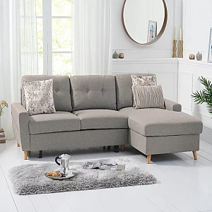 Florence Right Facing Chaise Sofa Bed in Grey Linen