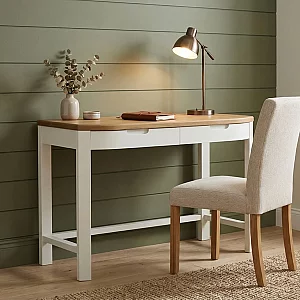 Bradwell Oak and Signal White Painted Compact Desk