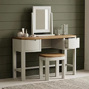 Bradwell Oak and Signal White Painted Dressing Table Set