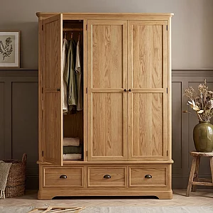 Cambridge Solid Oak Triple Wardrobe