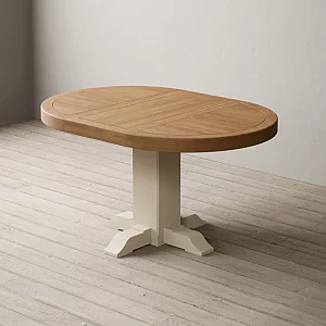 Extending Helmsley Oak and Cream Painted Pedestal Dining Table