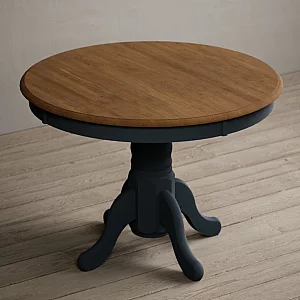 Hertford 120cm Fixed Top Oak and Dark Blue Painted Dining Table