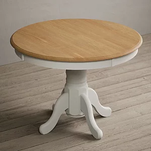 Hertford 120cm Fixed Top Oak and Signal White Painted Dining Table