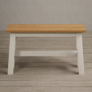 Kendal Small Solid Oak and Cream Painted Bench