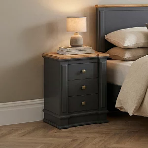 Lawson Oak and Charcoal Grey Painted 3 Drawer Bedside Chest