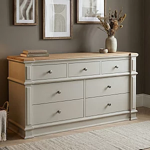 Lawson Oak and Soft White Painted Wide Chest Of Drawers