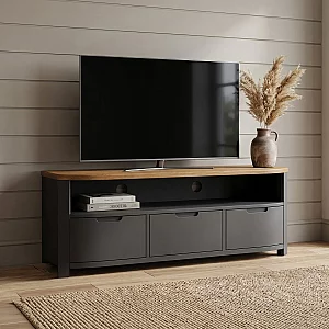 Bradwell Oak and Charcoal Painted Large TV Unit