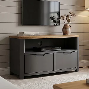 Bradwell Oak and Charcoal Painted Small TV Unit