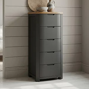 Bradwell Oak and Charcoal Painted 5 Drawer Tallboy