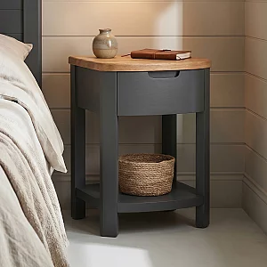 Bradwell Oak and Charcoal Painted 1 Drawer Bedside Chest