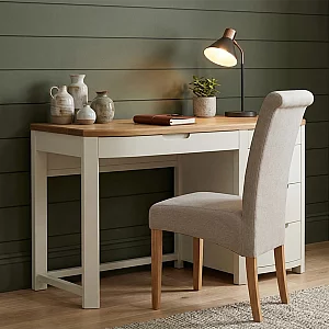 Bradwell Oak and Signal White Painted Computer Desk