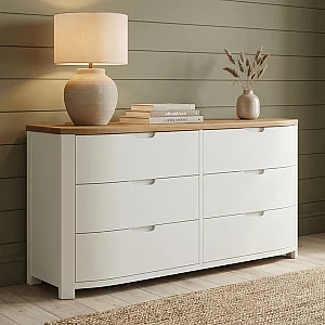 Bradwell Oak and Signal White Painted Wide Chest of Drawers