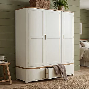 Bradwell Oak and Signal White Painted Triple Wardrobe