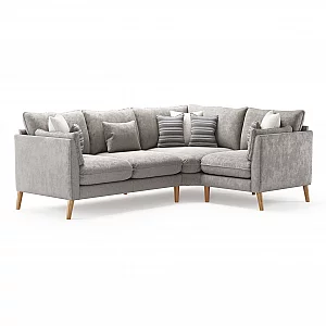 Palermo Silver Chenille Fabric Right Hand Facing Corner Sofa