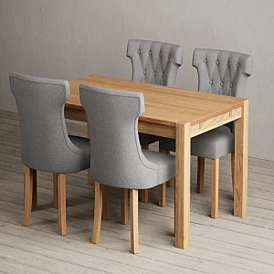 Thetford 150cm Solid Oak Dining Table with 8 Grey Clara Chairs