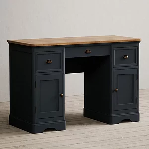 Bridstow Oak and Blue Painted Computer Desk