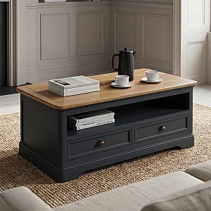 Bridstow Oak and Blue Painted 4 Drawer Coffee Table