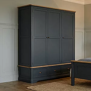 Bridstow Oak and Blue Painted Triple Wardrobe