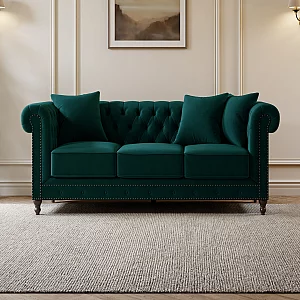 Westminster Chesterfield Green Velvet 3 Seater Sofa