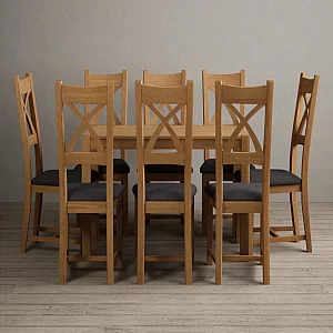 York 150cm Solid Oak Dining Table with 6 Oak Natural Chairs