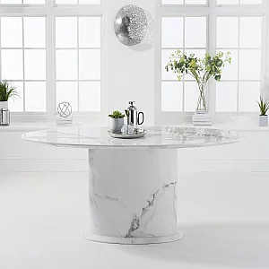 Colby 200cm White Oval Marble Dining Table