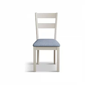 Faversham Cream Painted Chairs with Sky Blue Fabric Seat Pad Pair