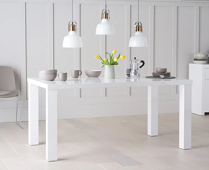 Seattle 160cm White High Gloss Dining Table