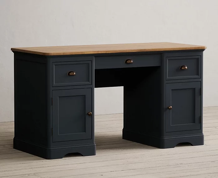 Bridstow Oak and Blue Painted Computer Desk