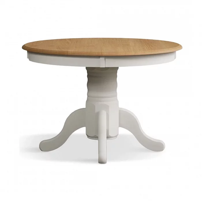Extending Whatley Oak and Signal White Painted Pedestal Dining Table